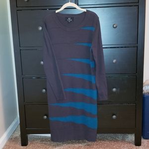 🦄 NWOT Nina Leonard gray teal sweater dress sz L